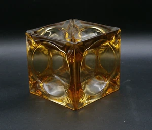 Mid Century Modern Amber Glass Ashtrays Votive Candle Holder Unique Handmade - Picture 1 of 10