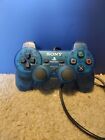 OFFICIAL Sony PlayStation PS1 PS2 Controller Clear Blue Dual Shock SCPH-1200