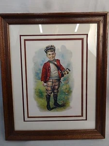 Charles Spiegle Jr Framed Print Golf Boy c 1900 Triple Matted Man Cave Gift - Picture 1 of 6