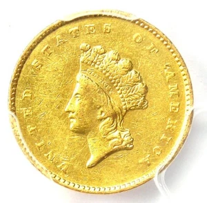 1856-S Indian Gold Dollar (G$1 Coin) - Certified PCGS AU Detail - Rare "S" Mint! - Picture 1 of 4