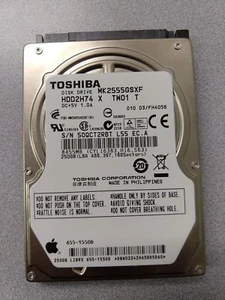 Unidad de disco duro SATA Apple 250 GB 2.5" Toshiba MK255GSXF 655-1550D usado probado - Imagen 1 de 1