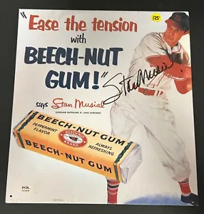 Stan Musial Cardinals Auto Signed 12x14 Beach Nut Gum Advertisement PSA COA - Picture 1 of 3