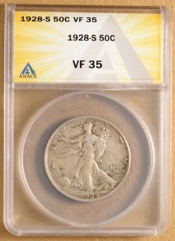 1928 S Walking Liberty Half Dollar ANACS VF35 Cover
