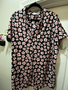 CABI Blouse Top Harmony Starflower Floral XL Short Sleeve Relaxed Fit EUC LOWSHP - Picture 1 of 15