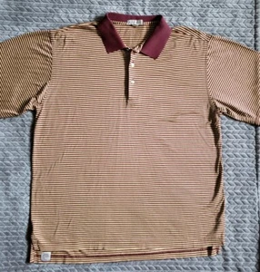 Peter Millar Polo Shirt Mens Size XL Red Yellow Striped Short Sleeve ASU Colors - Picture 1 of 8