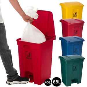 New Curvaso Pedal Bin Large 45L 68L Waste Dustbin Home Office Restaurant School - Picture 1 of 77