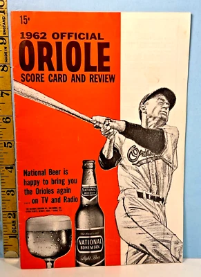 1962 Baltimore Orioles Baseball Official Program v Indians w/Mantle, Maris pic - Image 1 of 4