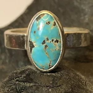 25 Karat Tw Unbehandelter Lone Mountain Türkis Sterlingsilber Edelstein Ring Gr. 7,5 - Bild 1 von 8