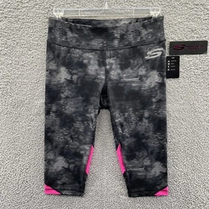 Leggings deportivos Skechers para mujer grandes gris y rosa reflectante elástico Capris nuevos con etiquetas - Imagen 1 de 11