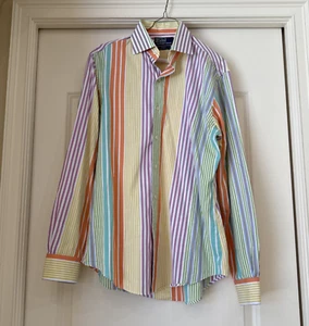 Vintage Polo Ralph Lauren mehrfarbig gestreiftes Herrenhemd Größe 15,5" bunt Regenbogen - Bild 1 von 8