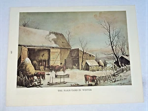 Currier Ives 1968 Book Print 9"x12" Farm Yard Winter & Winter Scenes Morning - Picture 1 of 2
