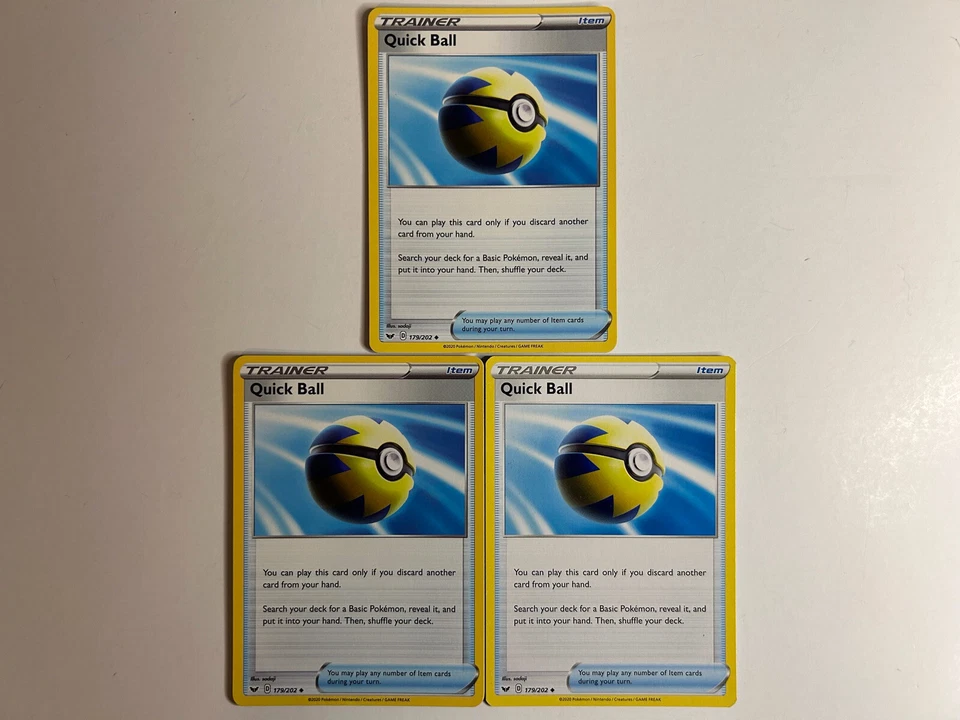 Pokemon TCG: 3X Quick Ball Sword and Shield Base Set - 179/202 - Uncommon - Image 1 of 1