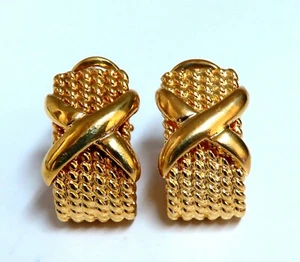 Pendientes con clip semi aro de trenza de oro de 14 quilates + - Imagen 1 de 5