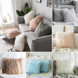 Luxury Soft Faux Fur Throw Pillow Case Square Throw Cushion Cover Home Decor - Picture 1 of 33