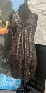 Vintage Cache Square Sequin Strechy Short Dress Back Cut Out Size 14 - Picture 1 of 12