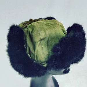 Vintage Chinese Military Fur Hat Green army - Bild 1 von 8