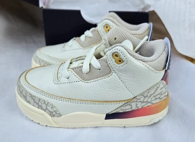 KIDS Sz 7 New In Box! Nike Air Jordans Retro 3 J Balvin Medellin Sunset Sneakers - Image 1 of 4