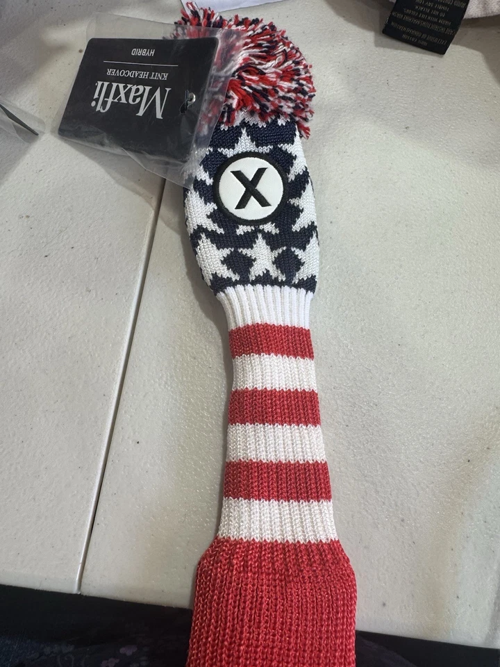 Maxfli X Hybrid New Knit Head Cover Red White Blue American Flag Pompom USA⛳️ - Image 1 of 1