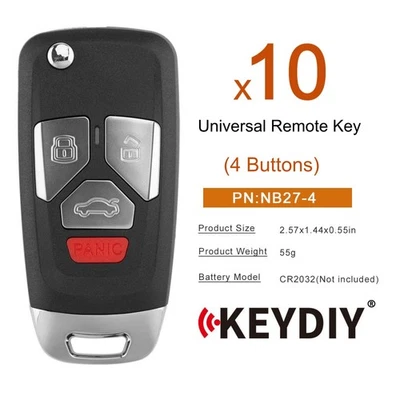 5x KEYDIY KD NB27-4 Universal Remote Key 4 Buttons Work for KD-MAX KD-X2 KD-X4 - Image 1 of 4