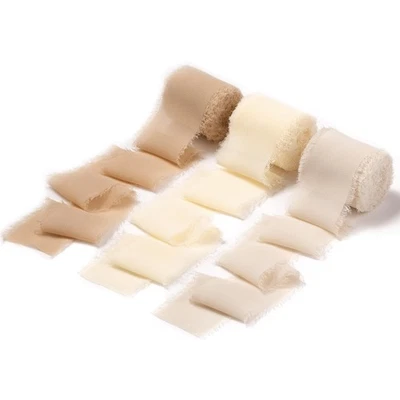 DORIS HOME 2 x21Yd Chiffon Ribbon for Flower Bouquet, Sand  Nude Fabric Ribbon Foto 1 de 4