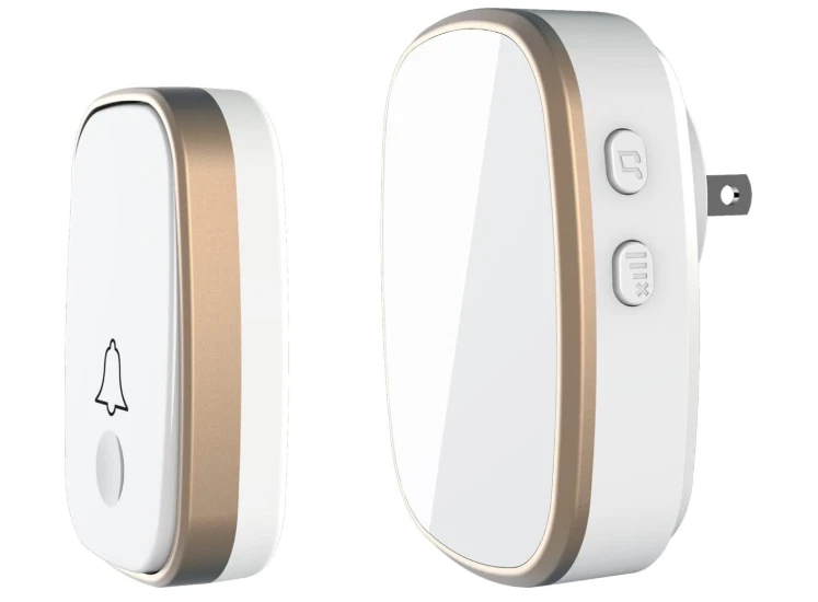 Timbre inalámbrico 1000 pés, diseño elegante, 5 volúmenes, modo silencio y LED - Imagem 1 de 4