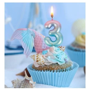 Pink Light Blue Gradient Number Birthday Candles Kids Party Decoration Supplies - Picture 1 of 44