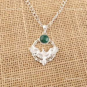 Halloween Affare Rotondo Malachite Pietra Anniversario Boho Ciondolo Jewelry 925 - Foto 1 di 10