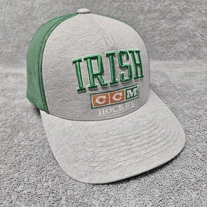 CCM Notre Dame Hockey Hat Fighting Irish Trucker Cap OSFM Gray Green Clover - Picture 1 of 20