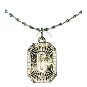 14K Gold Plated 'C' Initial Pendant Necklace Chic Trendy Fashion Shiny Style CZ - Picture 1 of 12