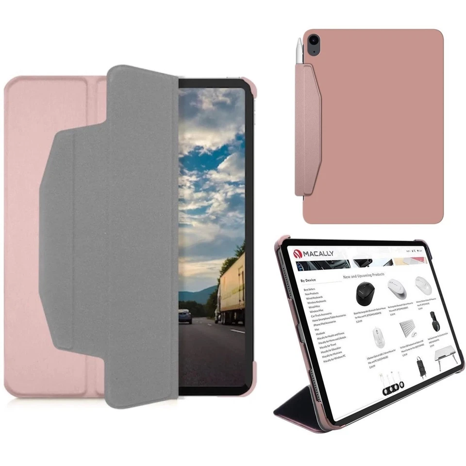 MacAlly BSTANDA4-RS Rose - Étui de protection à rabat pour iPad Air 2020