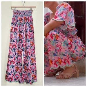 Cella & Flo gesmokte High Waist Hose Gr. S rosa geblümt Sommer Boho Luxe - Bild 1 von 7