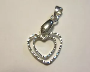 Sterling Silver Heart Pendant, Stamped 925 - Picture 1 of 2