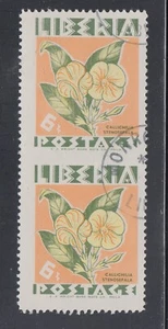 Liberia # 350 Imperf Between Pair Flora Flower - Picture 1 of 1