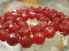 Charming 8/10/12mm Red Jade Faceted Round Gems Beads Necklaces 18" AA