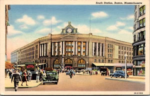 South Station Boston Massachusetts Vintage Linen Postcard - Picture 1 of 2