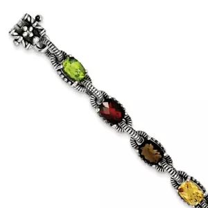 Sterling Silver Sterling Silver Amethyst/Citrine/Garnet/Peridot/Smoky Quartz Bra - Picture 1 of 2