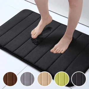 1/2 Piece Bath Mat Set Memory Foam Pedestal Non Slip Bathroom Soft Toilet Mats - Picture 1 of 67