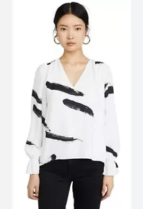 Joie Women's Black and White Brush Stroke Blouse Size Medium - Picture 1 of 7