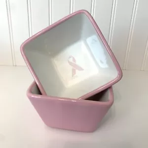 Pampered Chef Pink Square Bowls Help Whip Cancer Set Of 2 - Picture 1 of 10
