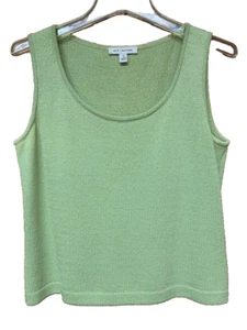 ST. JOHN S WOMEN'S GREEN SCOOP NECK SLEEVELESS KNIT TANK TOP SHELL SMALL - Picture 1 of 4