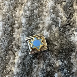 Italian Charm Star Of David Link Stainless Steel Silver Jewelry Blue Charm Y2K - Picture 1 of 6