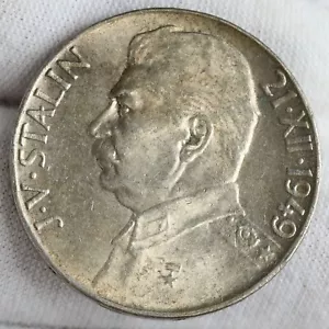 1949 Tschechoslowakei 50 Korun 70. Geburtstag Josef W. Stalin Gedenkmünze - Bild 1 von 2