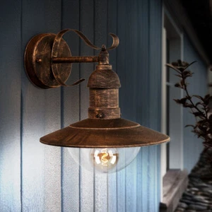 Landhausstil Wandleuchte Hofbeleuchtung Außenlampe Strahler schwarz gold Laterne - Bild 1 von 12
