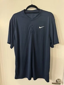 Nike 1/4 Button Up Shirt Herren L Blau Kurzarmshirt - Bild 1 von 7