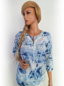 Ofelia T. S Azul Blusa Túnica Manga 3/4 - Imagen 1 de 5