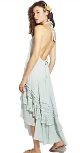 Free People Endless Summer Slice Of Heaven Halter Maxi Dress Ruffled Aqua S NWT - Picture 1 of 4