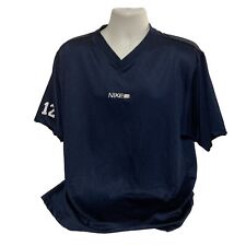 Vintage Nike Navy Mesh Center Swoosh Logo Mens XL T Shirt Embroidered