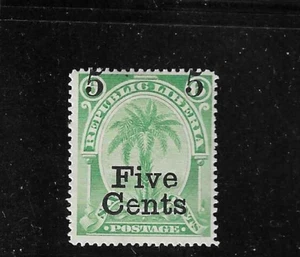 Liberia 1893, 5c on 6c, BROKEN "e" in "Cents", position 5 in sheet #50 - Picture 1 of 2