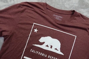 California Republic Volcom T Shirt Men's Size XL Burgundy - Picture 1 of 7