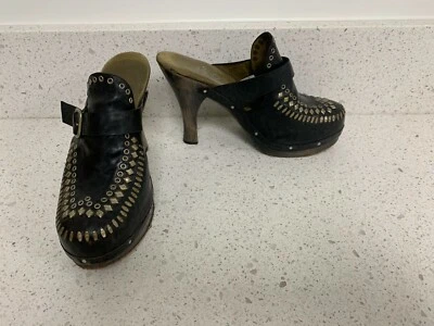 Calleen Cordero Women's Leather Wood Heels Black With Studs Shoes Size 8.5 - Image 1 of 4